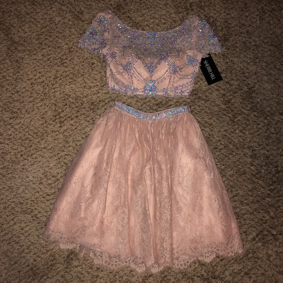 NWT Sherri Hill Blush Beaded Two Piece Skirt - Picture 2 of 6
